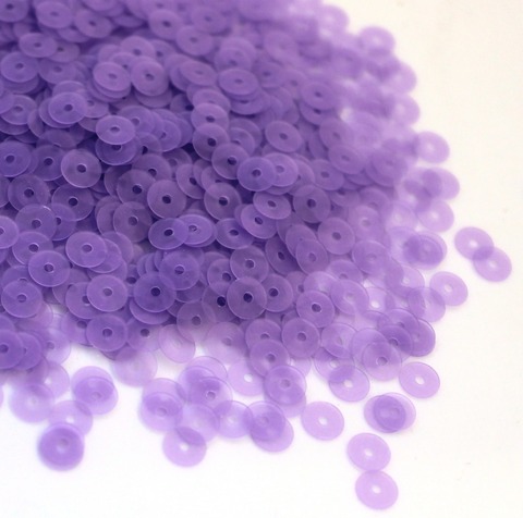 506F Пайетки плоские 4 мм, цвет лаванда полупрозрачный матовый