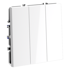 Выключатель встраиваемый VOLTUM S70 трехклавишный 10А, (белый глянцевый)