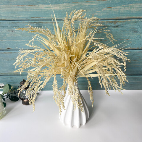 Колосья пшеницы, искусственная зелень, цвет натуральный, букет 43 см, набор 3 букета.