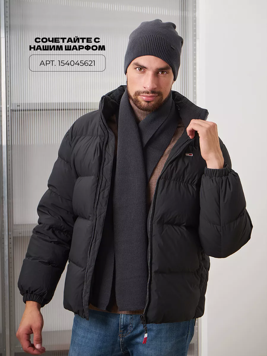 Шапка зимняя на флисе вязаная бини