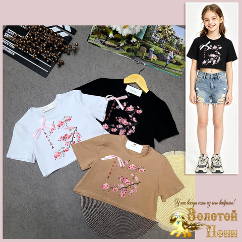 Футболка кроп-топ д (9-13) 260415-WD219