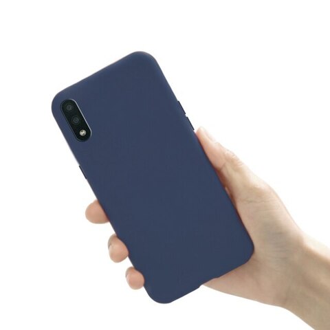 Чехол силиконовый Silicone Cover (без лого) для Samsung A02, M02 (Темно-синий)