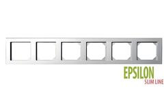 Рамка Шестиместная Серебро SLIM (Универсальный Монтаж) LIREGUS EPSILON