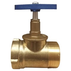 Вентиль латунный пожарный однотипный 15Б3р Ду 50 PN 10, муфта-штуцер, прямой