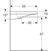 Раковина Geberit Renova Comfort Square, безбарьерная: B=75см, T=55см, Отверстие под смеситель=Без, Перелив=Без, Белый