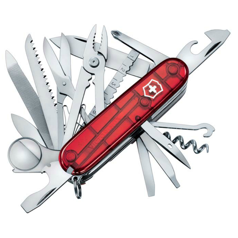 Складной многофункциональный нож Victorinox SwissChamp (1.6795.T) 91 мм., 33 функции, цвет красный полупрозрачный - Wenger-Victorinox.Ru