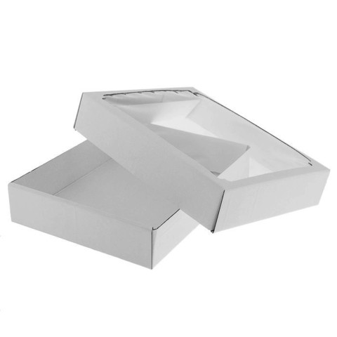 Коробка сборная крышка-дно белая с окном 29х23,5х6 см