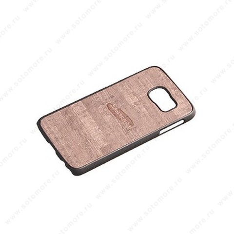 Накладка пластиковая для Samsung S6 матовая черная окантовка задняя стенка коричневая