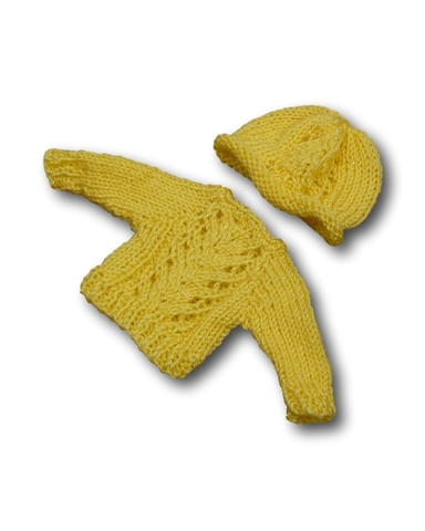 Вязаный джемпер и шапка - Желтый. Одежда для кукол, пупсов и мягких игрушек.
