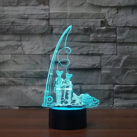 3D светильник с пультом Рыбалка Хороший улов