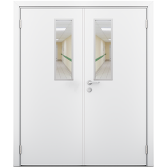 Купить Влагостойкая двустворчатая дверь Модель 5 белая остеклённая