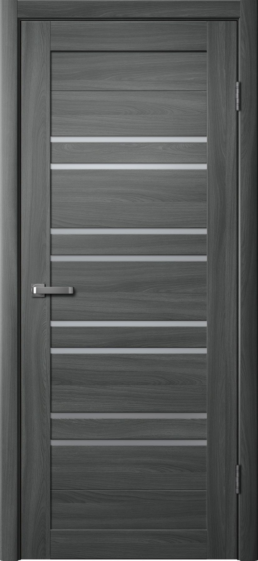 Дверь межкомнатная Двероникс 82Л, цвет графит ясень, экошпон, стекло матовое