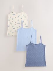 Майка на бретельках для девочки Next AB6-951, 3 шт., Молочный, Голубой