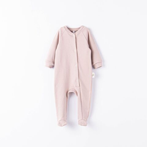 Sleepsuit with snap buttons 0-3 months - Powder Pink