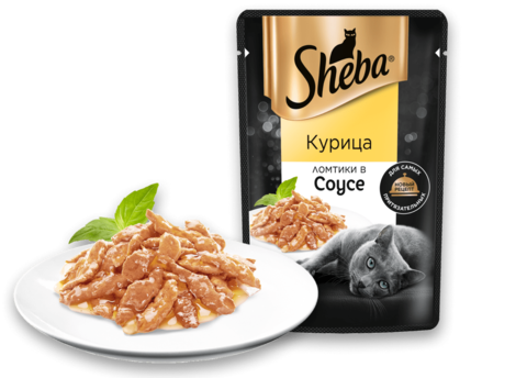 Sheba пауч для взрослых кошек (курица) ломтики в соусе 75 г