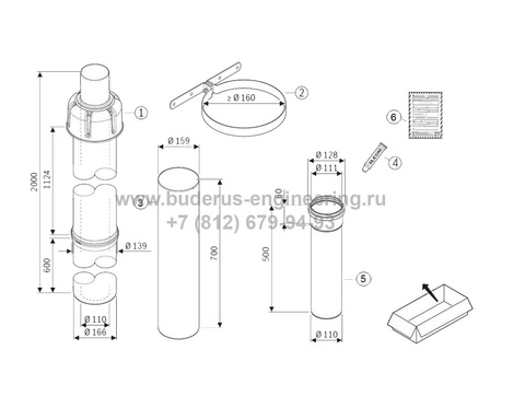 Базовый комплект FC-Set110-C33x, DN110/160, вертикальный, концентрический, черный арт.7738113090 Арт.7738113090