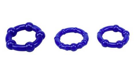 Набор из 3 синих стимулирующих колец Beaded Cock Rings - Chisa GK Power CN-330300013