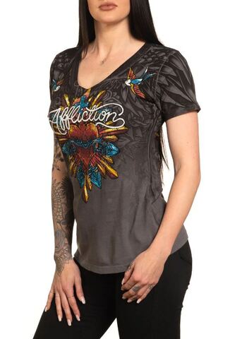 Affliction | Футболка женская HEART AVOWED CHARCOAL AW25534 слева