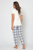 Пижама для беременных и кормящих 17038 голубая клетка