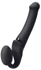 Черный безремневой вибрострапон Silicone Bendable Strap-On - size XL - 
