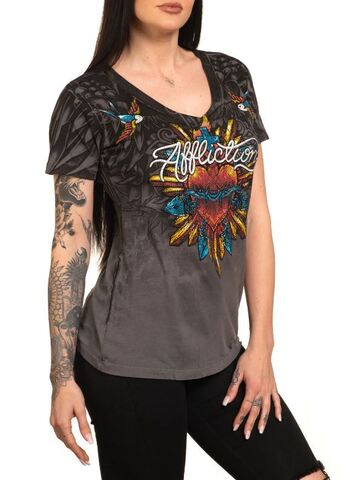 Affliction | Футболка женская HEART AVOWED CHARCOAL AW25534 справа