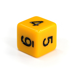 Куб D6: Желтый 16мм с цифрами