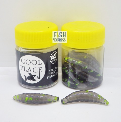 Форелевая силиконовая приманка COOL PLACE MAGGOT 1.6  цвет ЧЁРНЫЙ (ЖЁЛТАЯ КРОШКА) СЫР