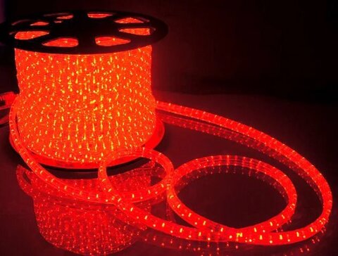 Дюралайт 100м диод круглый, диаметр 13мм, на 1метре 36 диодов, КРАСНЫЙ, 3жилы, с евровилкой