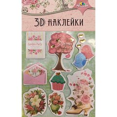 
          Наклейки 3D Апплика, 12 см х19 см, "Сад", 8 шт, стразы, глитер, тиснение фольгой, европодвес