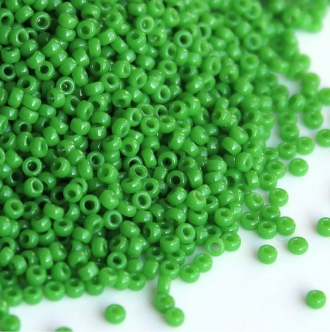 6/0 RR-0411 Бисер круглый Миюки Зеленый непрозрачный /Miyuki round 6/0 Opaque green