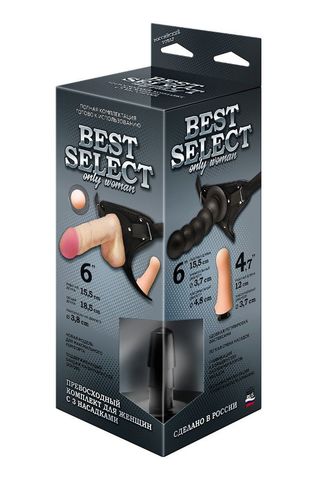 Черный пояс для женщин BEST SELECT с 3 насадками - LOVETOY (А-Полимер) 341403