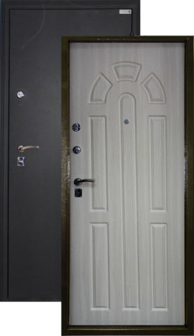 Входная металлическая дверь Дон (чёрный шёлк+беленый дуб)  Город Мастеров из стали 1,5 мм с 2 замками