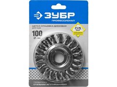 ЗУБР 100 мм, стальная проволоки 0.5 мм, щетка дисковая для УШМ, Профессионал (35190-100)