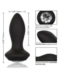 Черная анальная вибропробка с кристаллом Vibrating Petite Crystal Probe - 9,5 см. - 