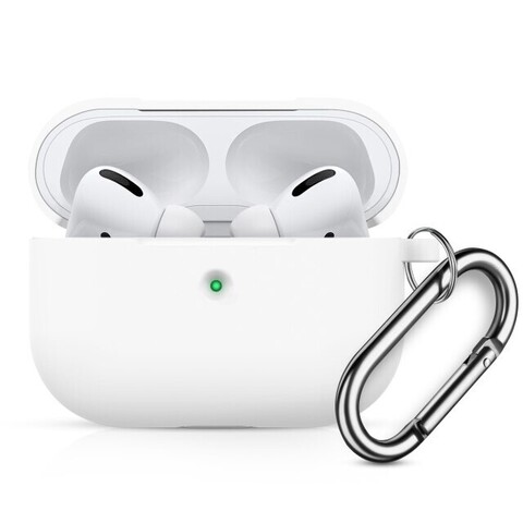 Силиконовый чехол с карабином для AirPods 3 2021 (Белый)