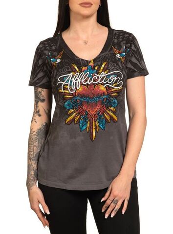 Affliction | Футболка женская HEART AVOWED CHARCOAL AW25534 перед