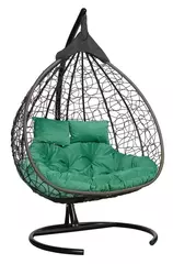 Подвесное кресло-кокон FISHT горячий шоколад, зеленая подушка (Laura Outdoor)