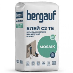 Клей Bergauf Mosaik C2TE на белом цементе для прозрачной плитки, мозаики 25 кг, шт