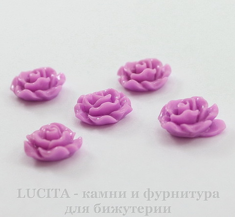 Кабошон акриловый "Розочка", цвет - сиреневый, 10 мм, 5 штук
