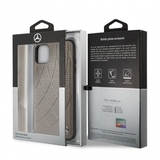 Кожаный чехол Mercedes-Benz Bow Line для IPhone 12 Mini (Бежевый)