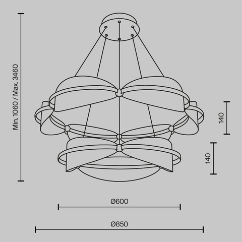 Подвесная светодиодная люстра Maytoni Breeze MOD281PL-L80BS3K