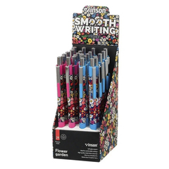 Ручка шариковая, автоматическая, Vinson, синие чернила, серия "Flower garden 2", 24 шт