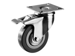 ЗУБР d 75 мм, г/п 50 кг, резина/полипропилен, поворотное колесо c тормозом (30956-75-B)