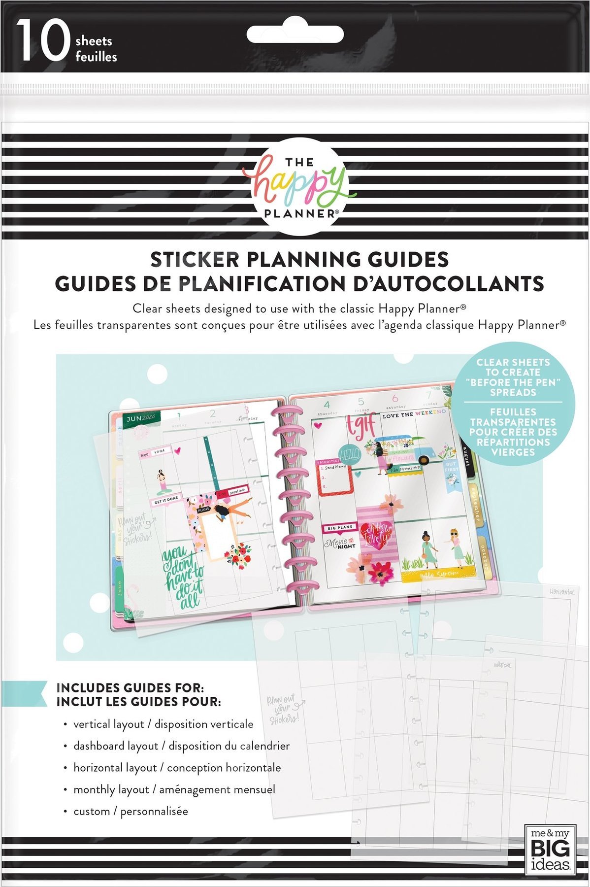 Пластиковые  лекала для планера - Classic - Clear Sticker Planning Guide-10 шт