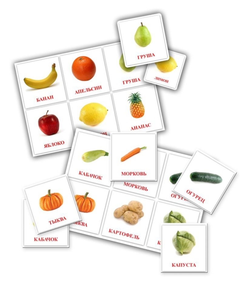 Овощи и фрукты. 6 карточек. Развивающее пособие на липучках Frenchoponcho (Френчопончо)