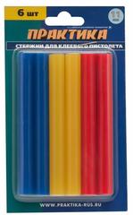 ОптСнабТорг | Клей для клеевого пистолета ПРАКТИКА цветные, 3 цвета, 11 х 100 мм, 6шт. (641-688)