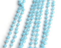 Цепочка с голубыми бусинами (бусина 3мм)