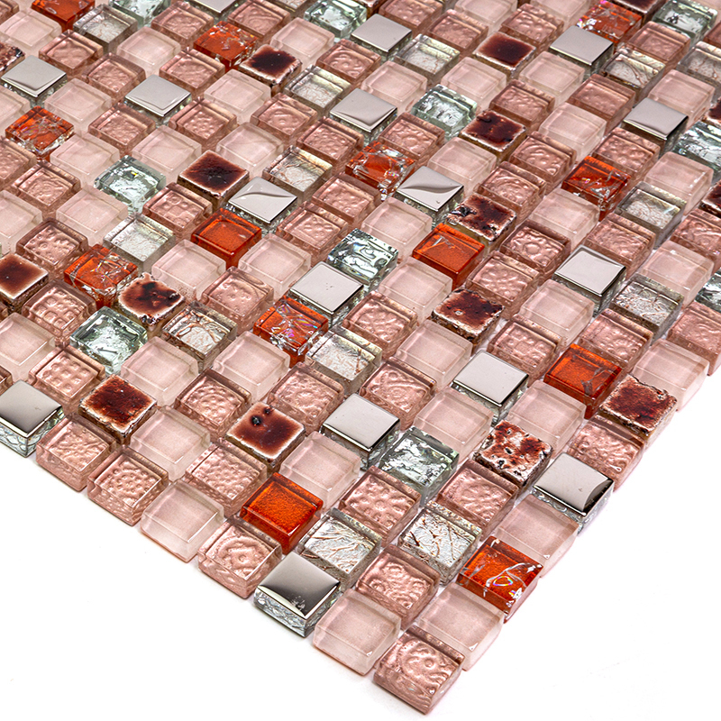 PST-038 Мозаика из стекло металл Natural Pastel розовый квадрат