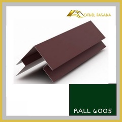 Угол наружный сложный 75мм RALL 6005-Зеленый мох 0,45мм 2м