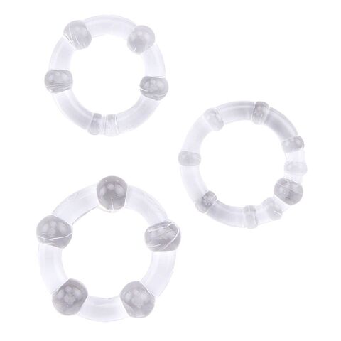 Набор из 3 прозрачных стимулирующих колец Beaded Cock Rings - Chisa GK Power CN-330300012